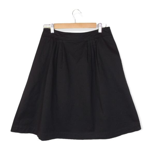 Trina Turk Women's Button Front Aline Skirt Size 8 Black Cotton Spandex Pleated - Picture 7 of 12